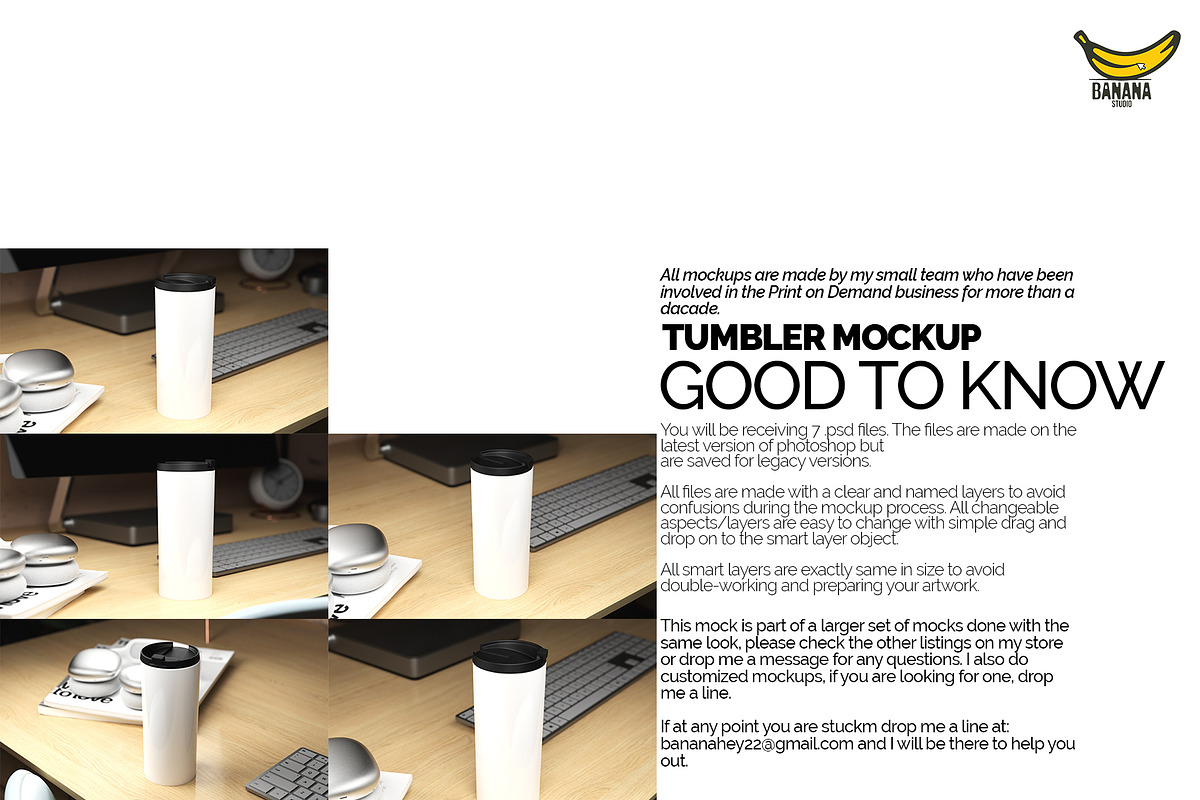 White Tumbler Mockup Bundle on Table, a Cups & Container Mockup by Banana Hey (Photo 6 of 6)