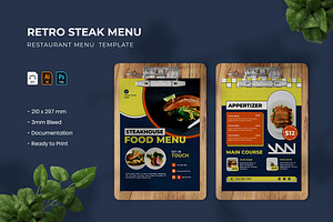 Retro Steak - Restaurant Menu, a Print Template by VUNIRA