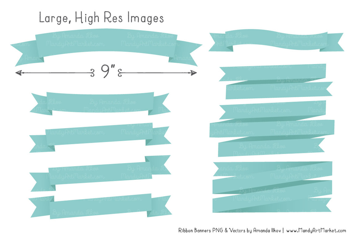 Aqua Ribbon Banner Clipart, an Illustration by Amanda Ilkov (Photo 3 of 4)