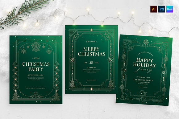 Art Deco Christmas Flyer Template preview 6