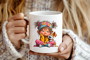 Whimsical Girl & Dog Love Clipart, a Person Illustration by fashionaddict (Thumbnail 7 of 7)