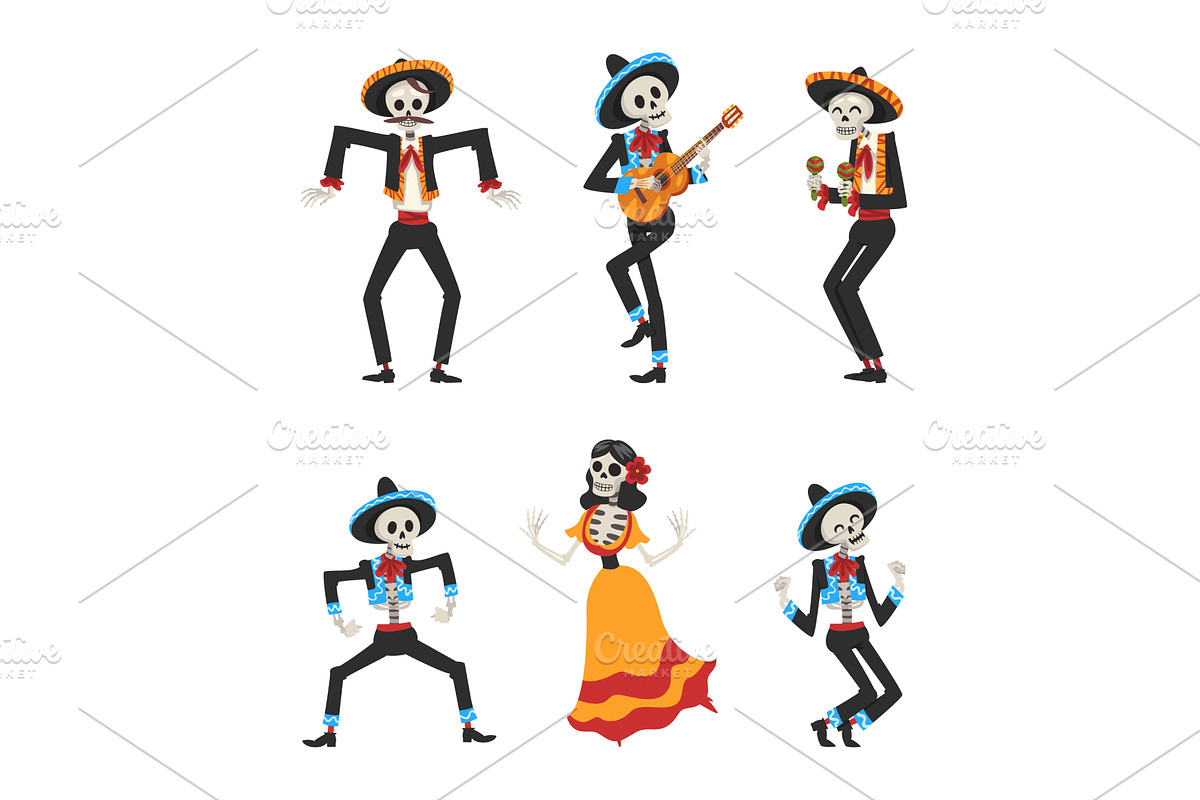 Mexican Skeleton in Sombrero Hat, an Object Illustration by TopVectors