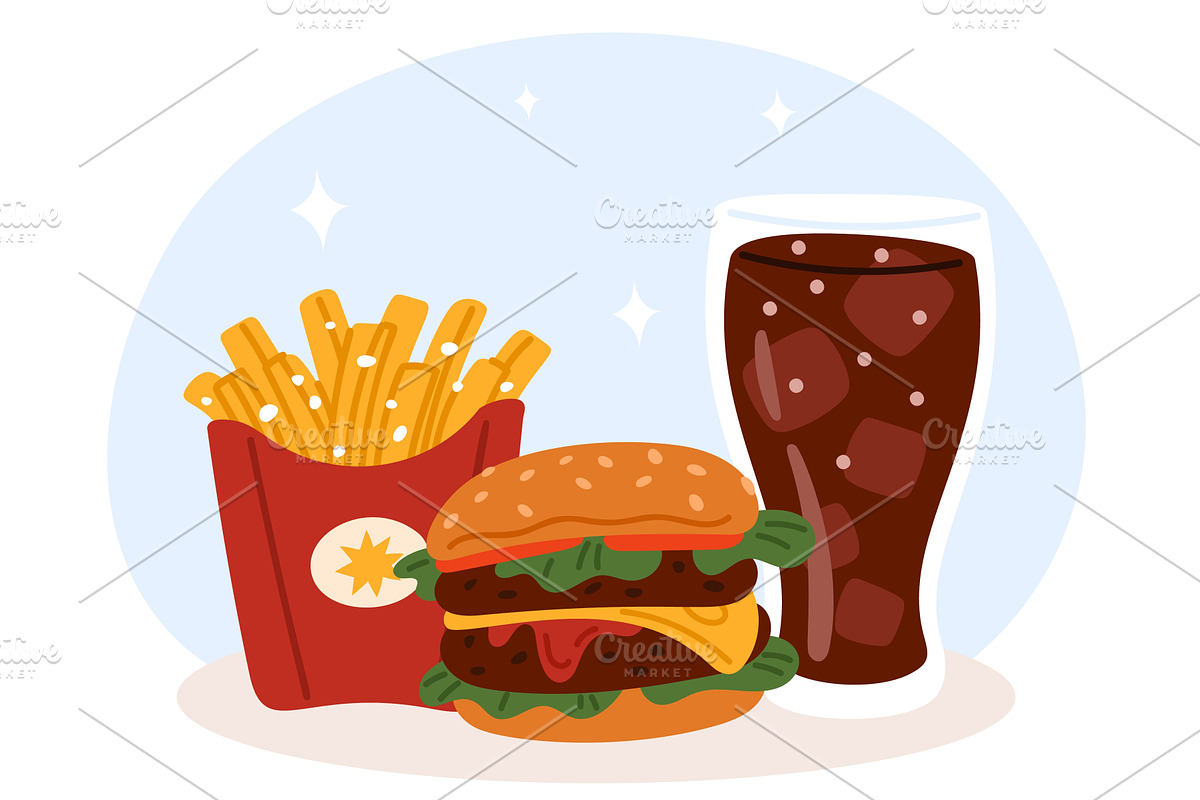 Fast food. Hamburger and French, a Food Illustration by Vectorbuum