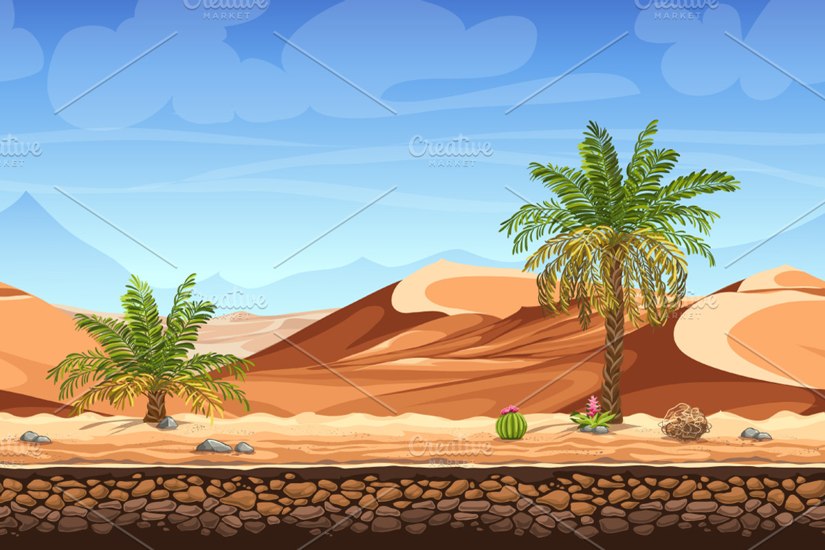 Palm trees in desert, an Illustration by Nearbirds (Photo 1 of 2)