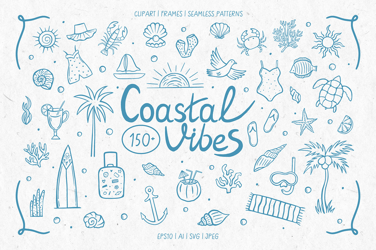 Coastal Vibes Minimal Summer Doodles, an Object Graphic by roskque (Photo 1 of 8)