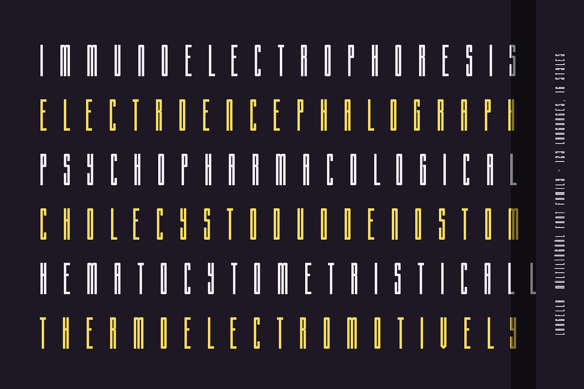 Langella Tall Font Family (16 Fonts), a Sans Serif Font by alpercakici (Photo 14 of 16)