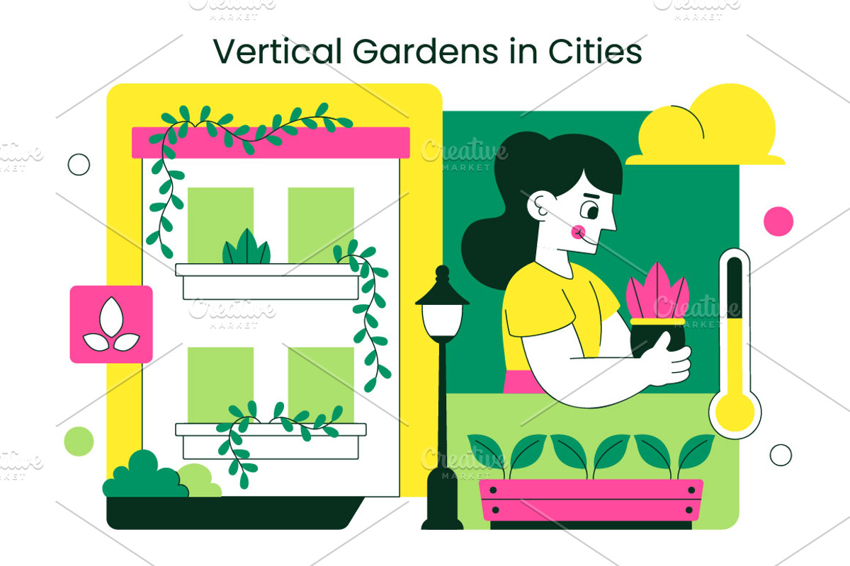 10 Vertical Gardens In Cities, a Person Illustration by denayunebgt (Photo 4 of 4)