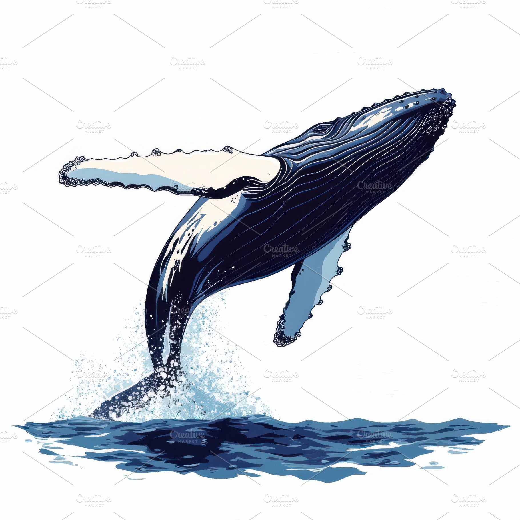 Humpback Whale Breaching Ocean Water, an Animal Photo by Pixeness Studio