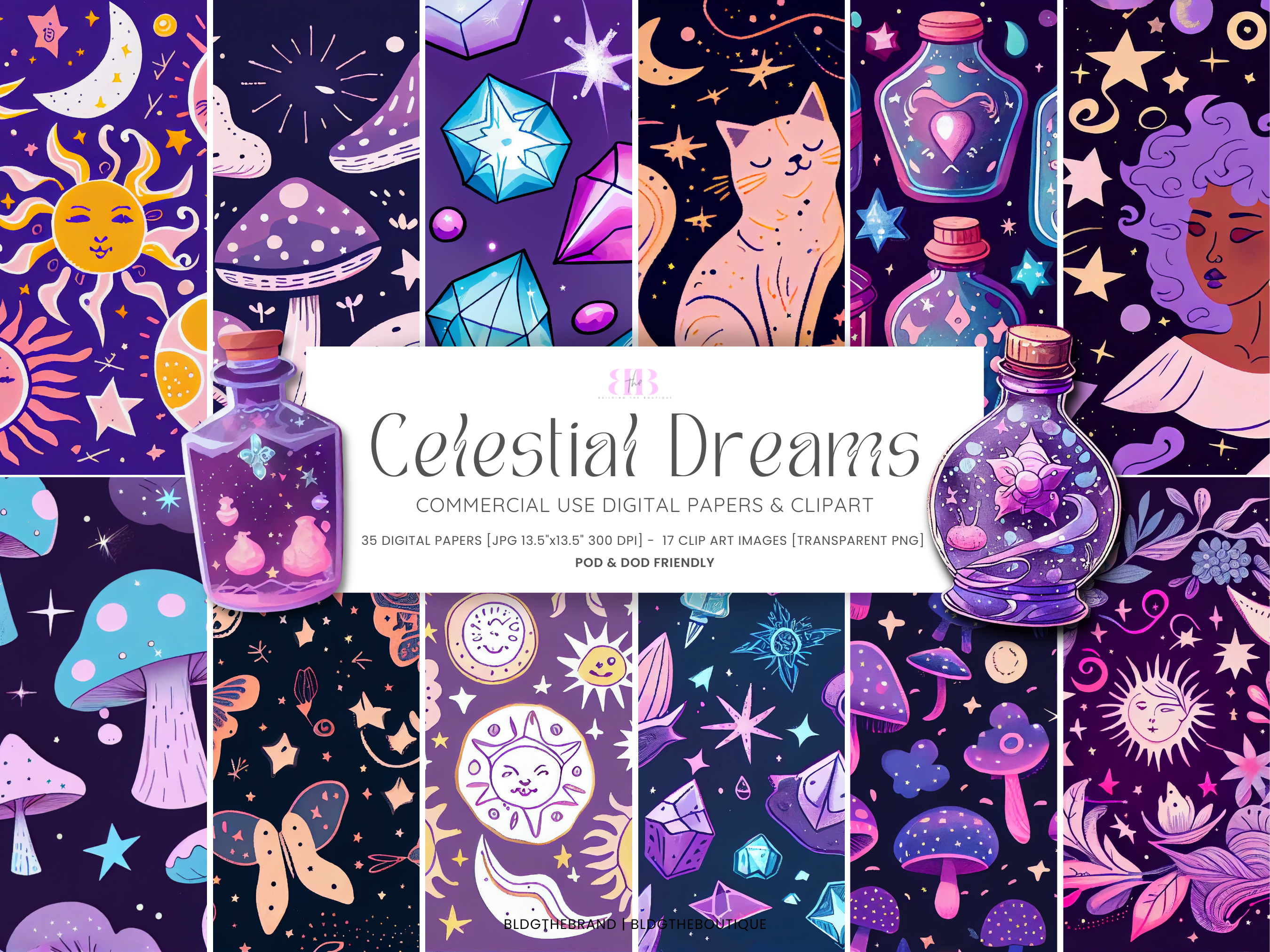 Celestial Digital Paper & Clipart | Graphic Objects ~ Creative Market