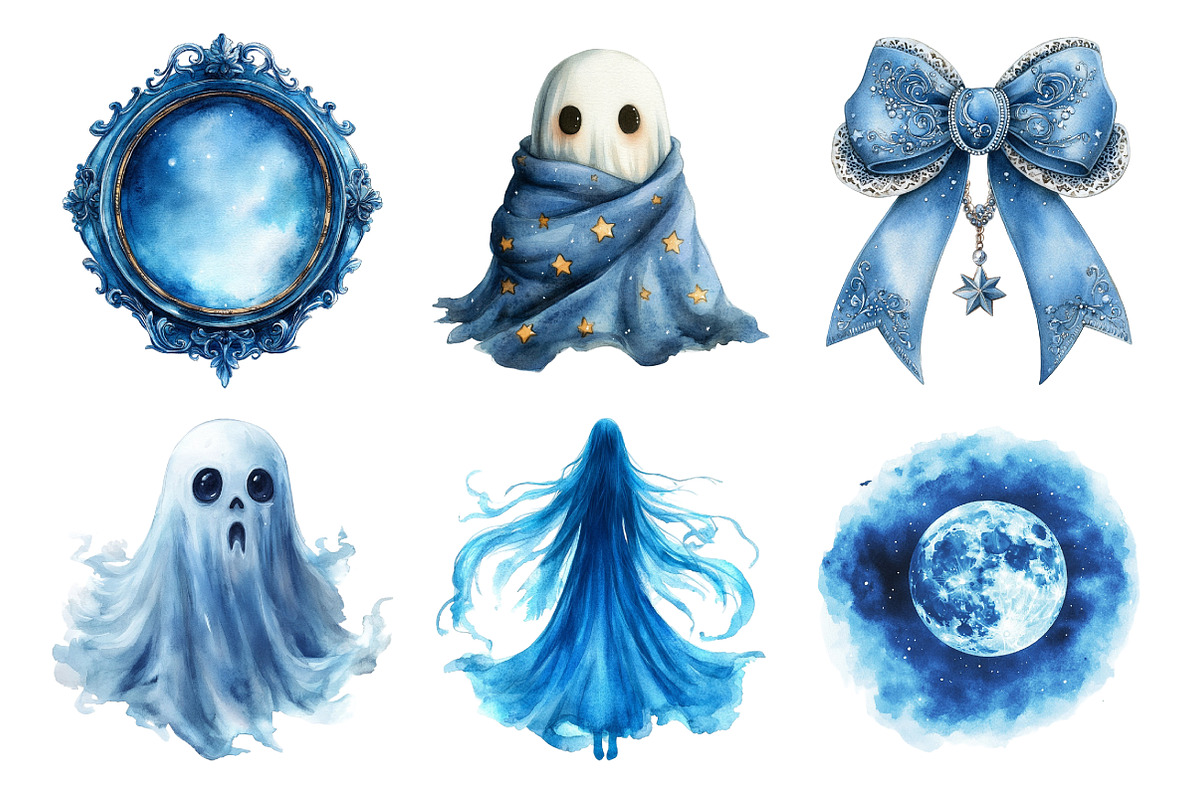 Moonlit Blue Halloween Clipart, an Illustration by Daily.Designs (Photo 2 of 5)