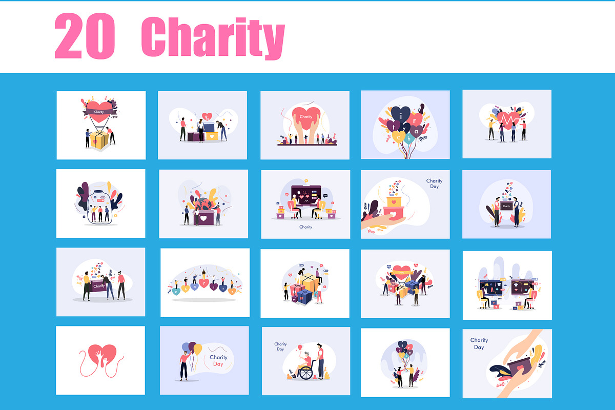 Charity illustration vector bundle, a Person Illustration by foxndeer (Photo 1 of 4)