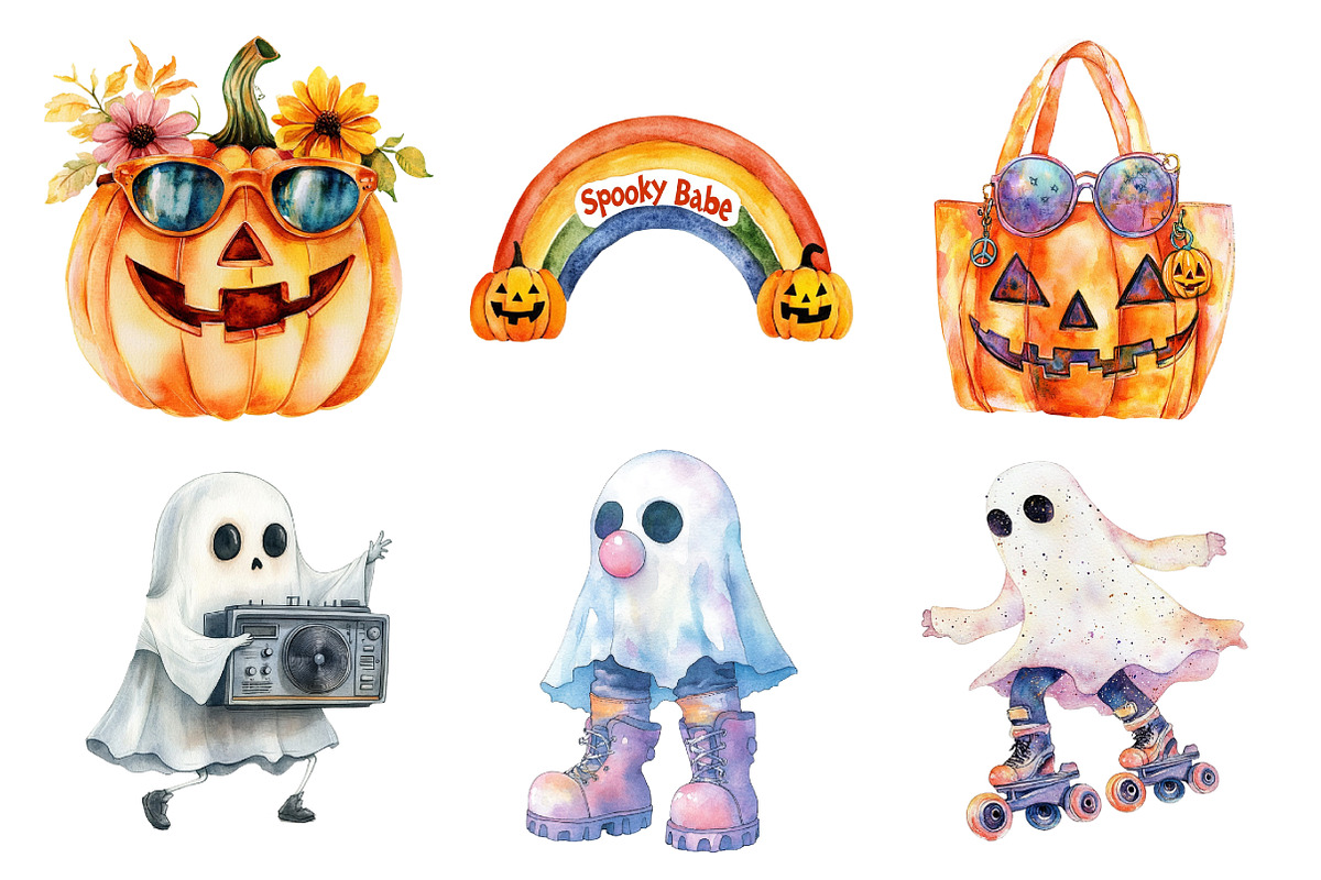 Groovy Halloween Clipart, Trendy, an Illustration by Daily.Designs (Photo 5 of 5)