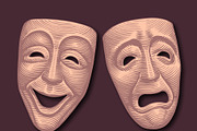 Theater Masks. Vector engraving, an Object Illustration by Vector Engraving (Thumbnail 2 of 2)