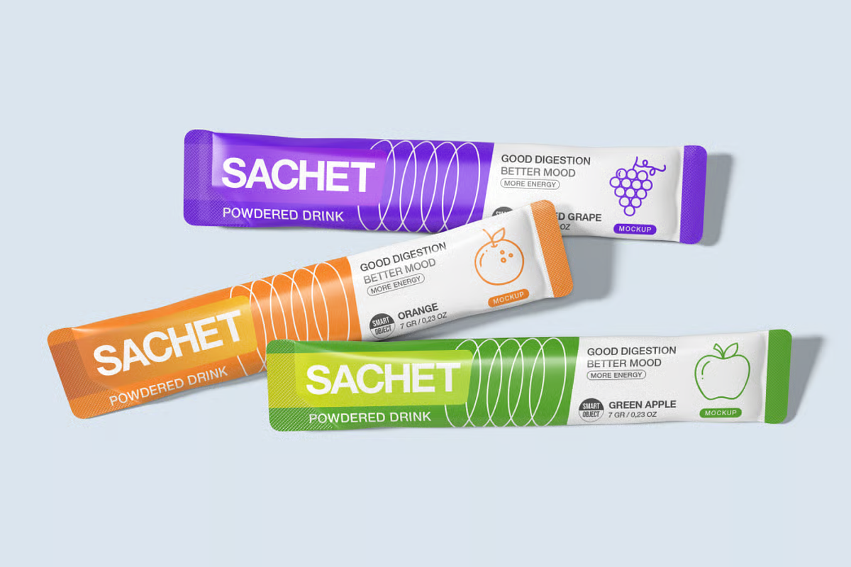 Long Sachet Packaging Mockup, a Packaging Mockup by graphicsauce (Photo 1 of 4)