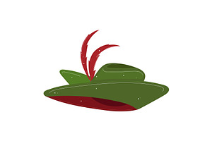 Red feather sticking out of a green