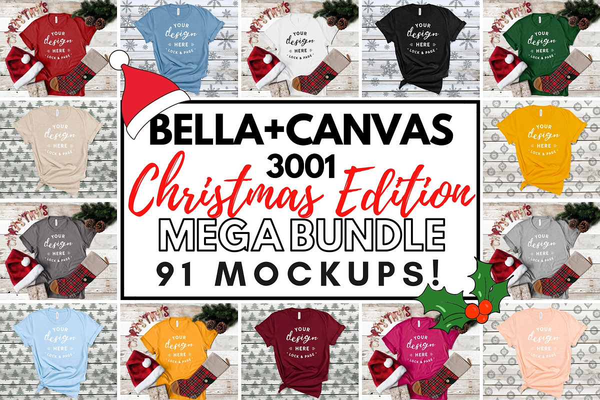 Xmas T-Shirt Mockup Bundle B+C 3001, a Shirt Mockup by lock and page (Photo 1 of 6)