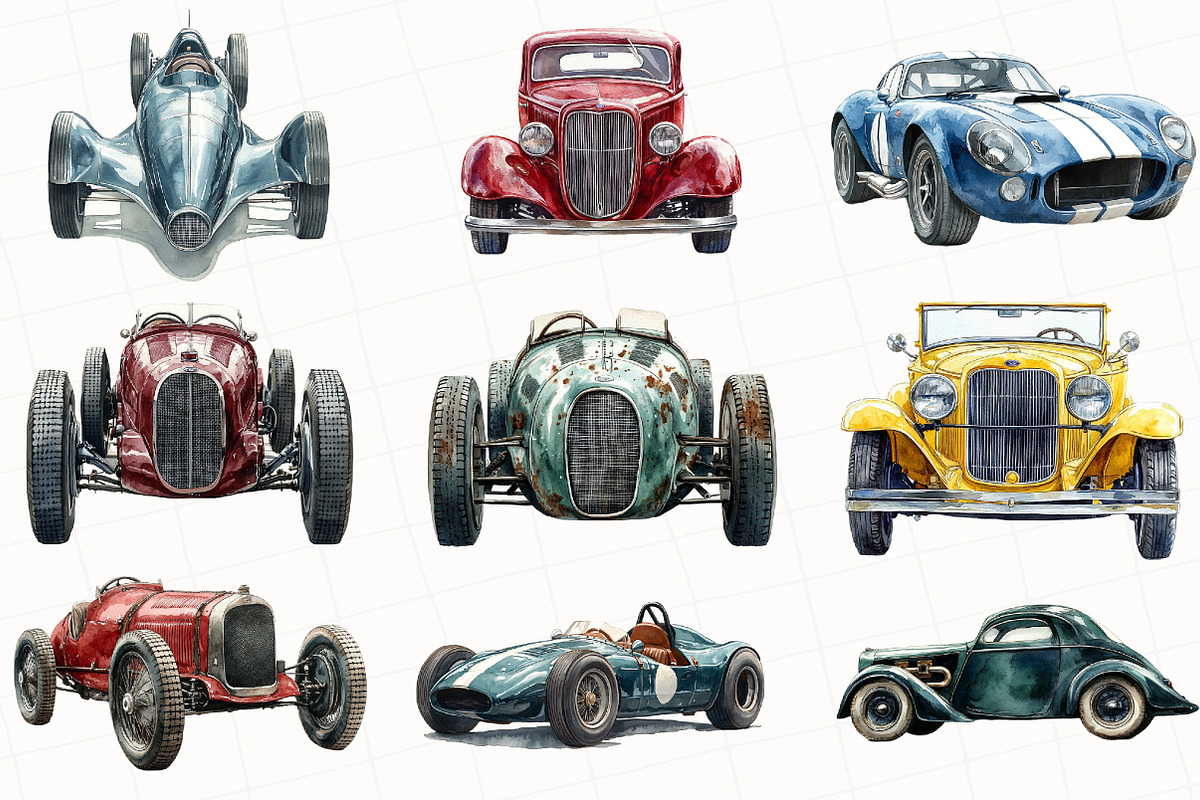 Vintage Old Racing Car Clipart, an Illustration by OK Design (Photo 4 of 4)