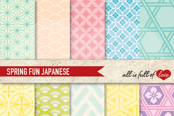 Pastel Japanese Backgrounds Papers preview 2