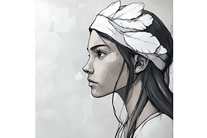 Side profile of young woman wearing, an Object Illustration by Lermont51