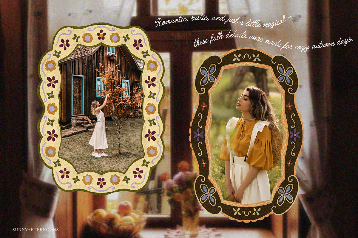 Autumn FOLK Frames & Backgrounds, a Decorative Illustration by SunnyAfternoons (Photo 10 of 13)