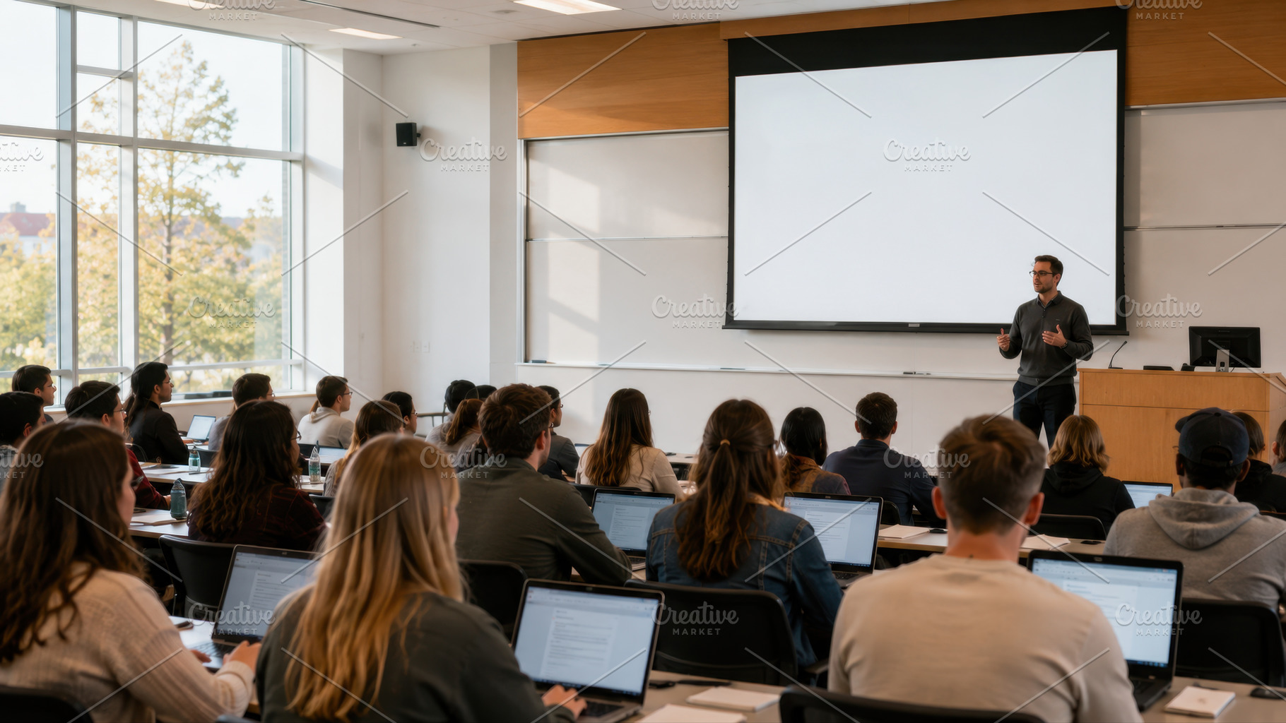 Students attend lecture in classroom, a Photo by Beautiful things