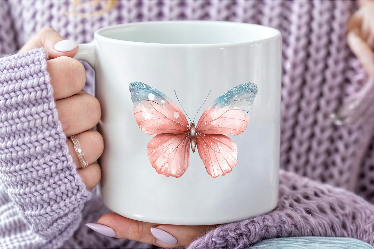 Blush and Blue Glitter Butterflies, an Illustration by DreamCafeArt (Photo 5 of 7)