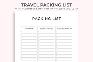 Travel Packing List, a Stationery Template by M9 Design