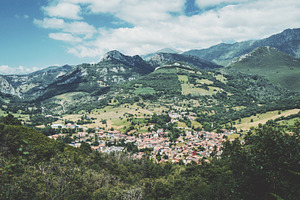 Cabrales village in green mountains, an Architecture Photo by SkyNext