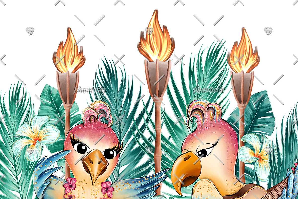 Cute Parrots Watercolor Cliparts, an Animal Illustration by Phantasia Design (Photo 5 of 8)