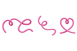 3D doodle line set with pink glossy, an Illustration by YuliiaOsadcha