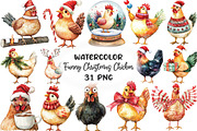 Funny Christmas Chicken Clipart, an Illustration by CraftArtStudio (Thumbnail 1 of 6)