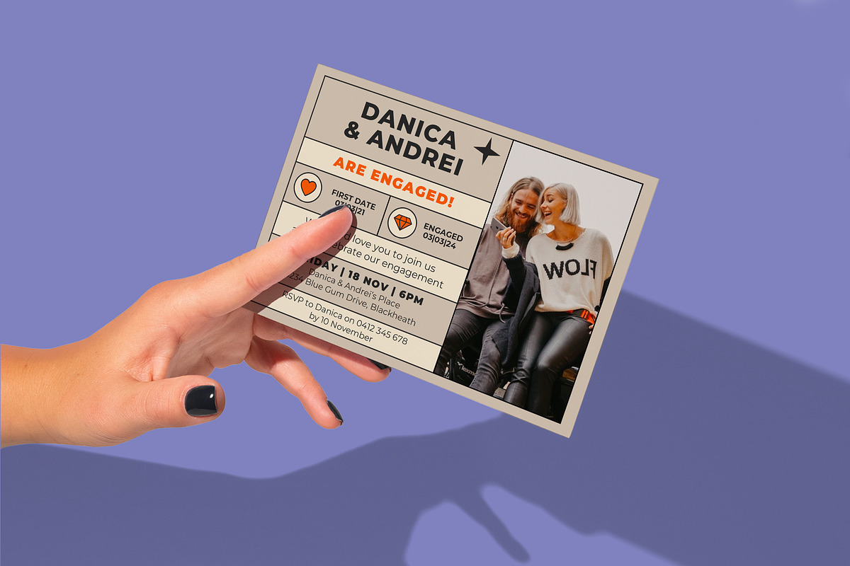 Danica Andrei Engagement Invitation, an Invitation Template by Mountain Folk Creative (Photo 8 of 12)