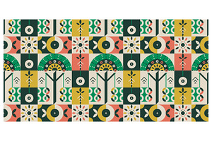 Geometric Folk Art, a Decorative Illustration by Creative Backgrounds