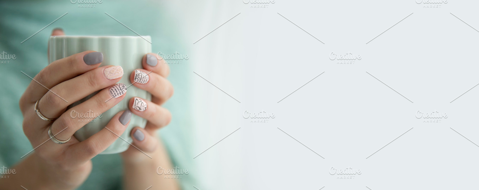 Woman's hands holding a cup of mint featuring mug, cup, and mint, a Beauty & Fashion Photo by Izdebska