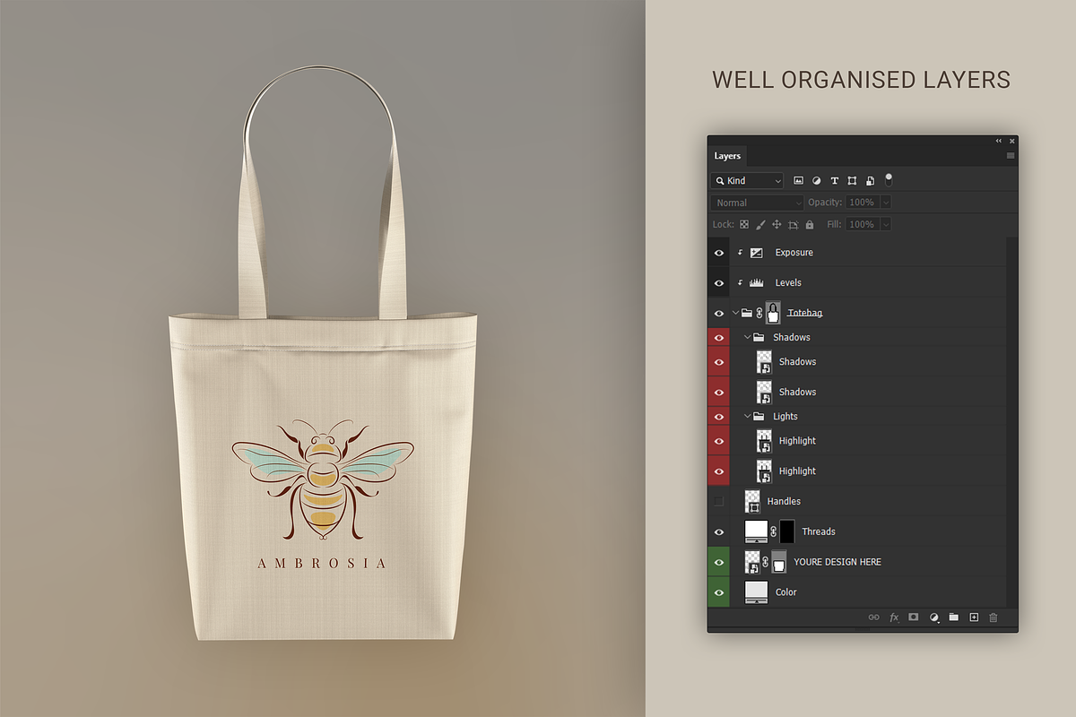 Canvas Tote Bag Mockup, a Packaging Mockup by le-genda (Photo 2 of 5)