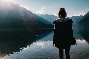 woman seeking adventure in mountain