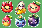 Kawaii  Fruit Clipart Bundle, an Illustration by Designworld (Thumbnail 2 of 6)