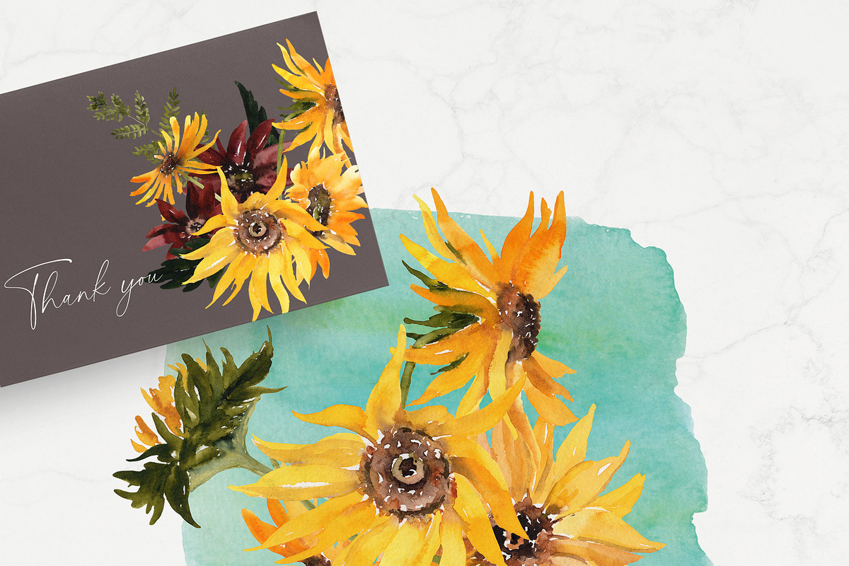 Watercolor flower -Vincent Sunflower, an Illustration by Beigetime (Photo 4 of 13)