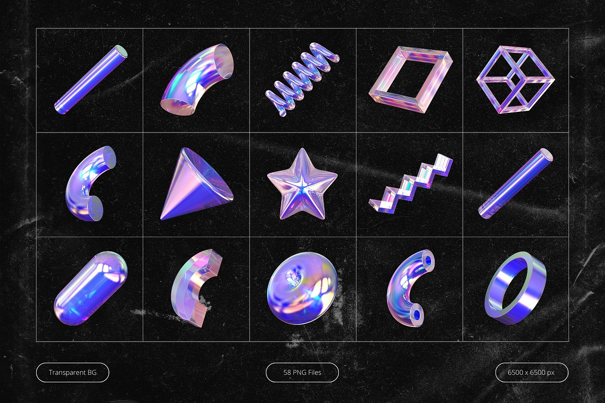 3D Holographic Geometric Shapes, an Object Graphic by Design Studio (Photo 5 of 7)