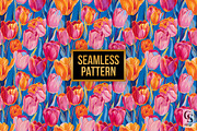 Bright Tulip Flower Seamless Pattern, a Pattern Graphic by Creative Store (Thumbnail 4 of 5)