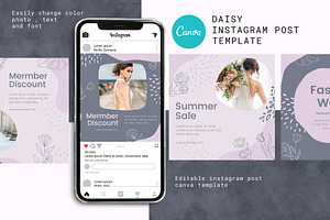 Canva Instagram Post Template Daisy