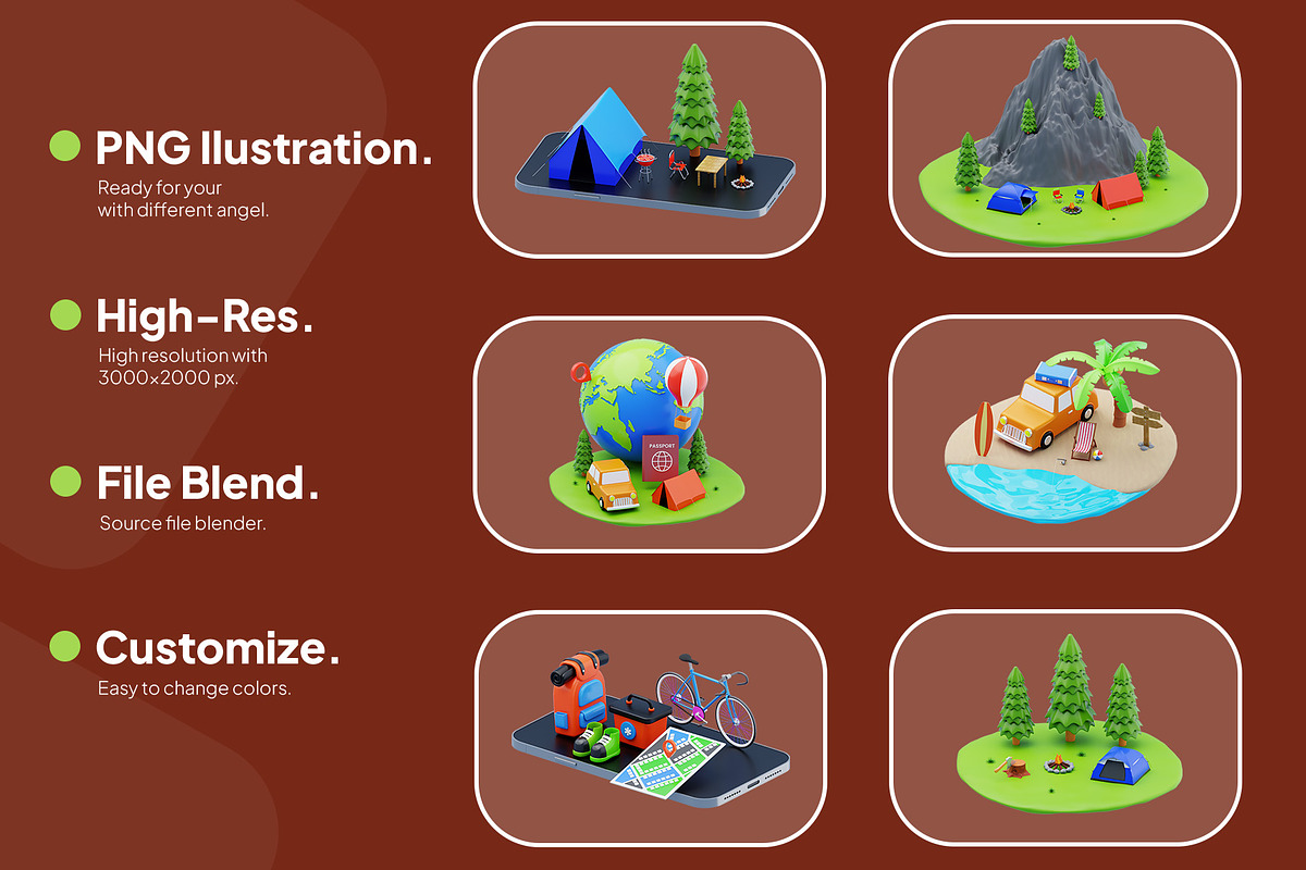 3D Isometric Camping Pack, a 3D by novia99design (Photo 3 of 6)