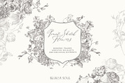 Pencil Sketch Flowers Clipart, an Illustration by BlumenSoul (Thumbnail 1 of 11)
