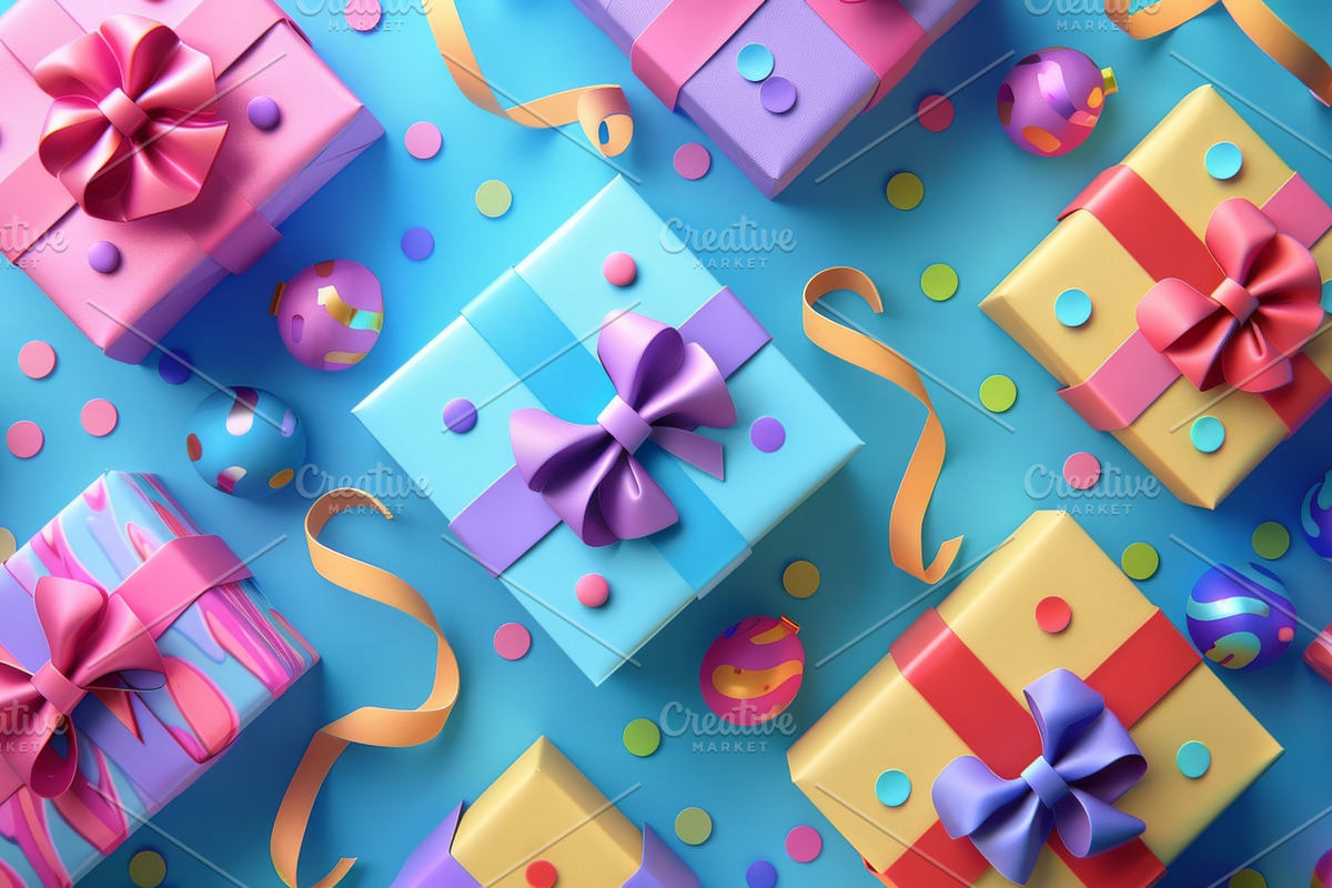86 Gift boxes with ribbons and bows, a Holiday Photo by Handmadefont (Photo 60 of 90)
