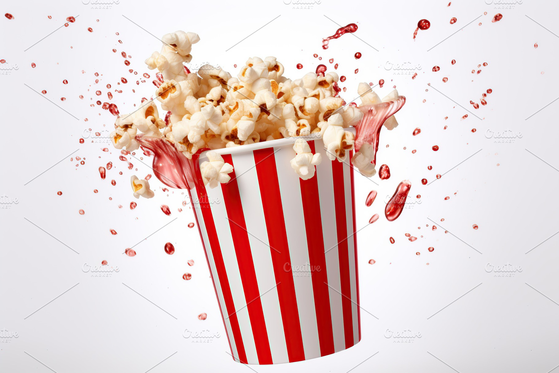 Paper cup with popcorn on white background, a Food & Drink Photo by AlyaAnd