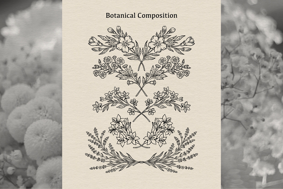 Floral Line Art Collection, a Decorative Illustration by heyXeni (Photo 3 of 12)