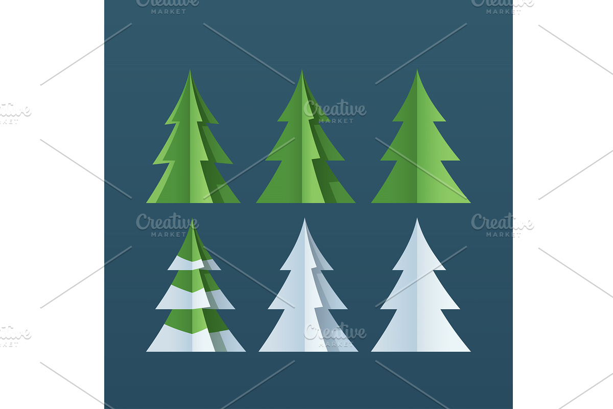 winter pine trees with snow in set, an Object Illustration by IfH