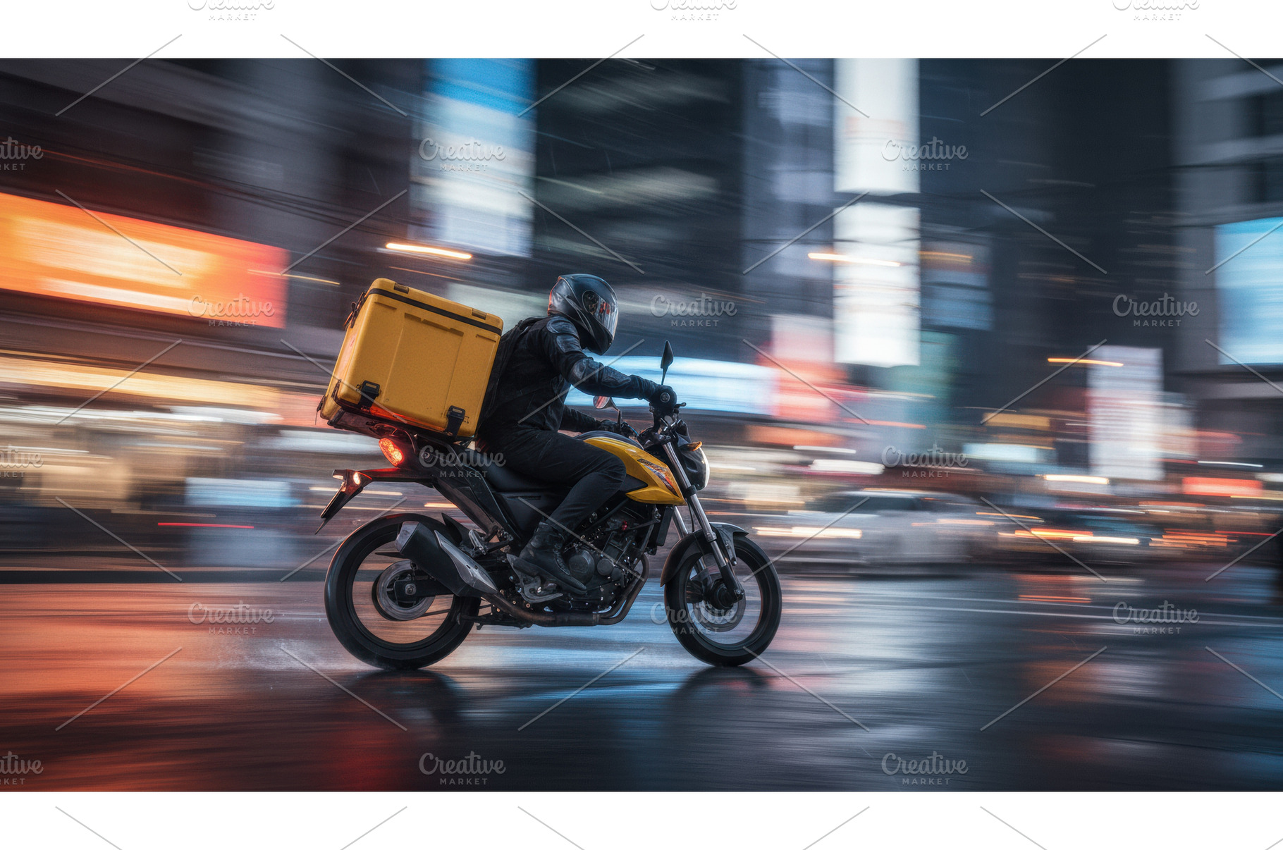 Fast moving motorcycle courier, a Transportation Photo by Igor Tichonow