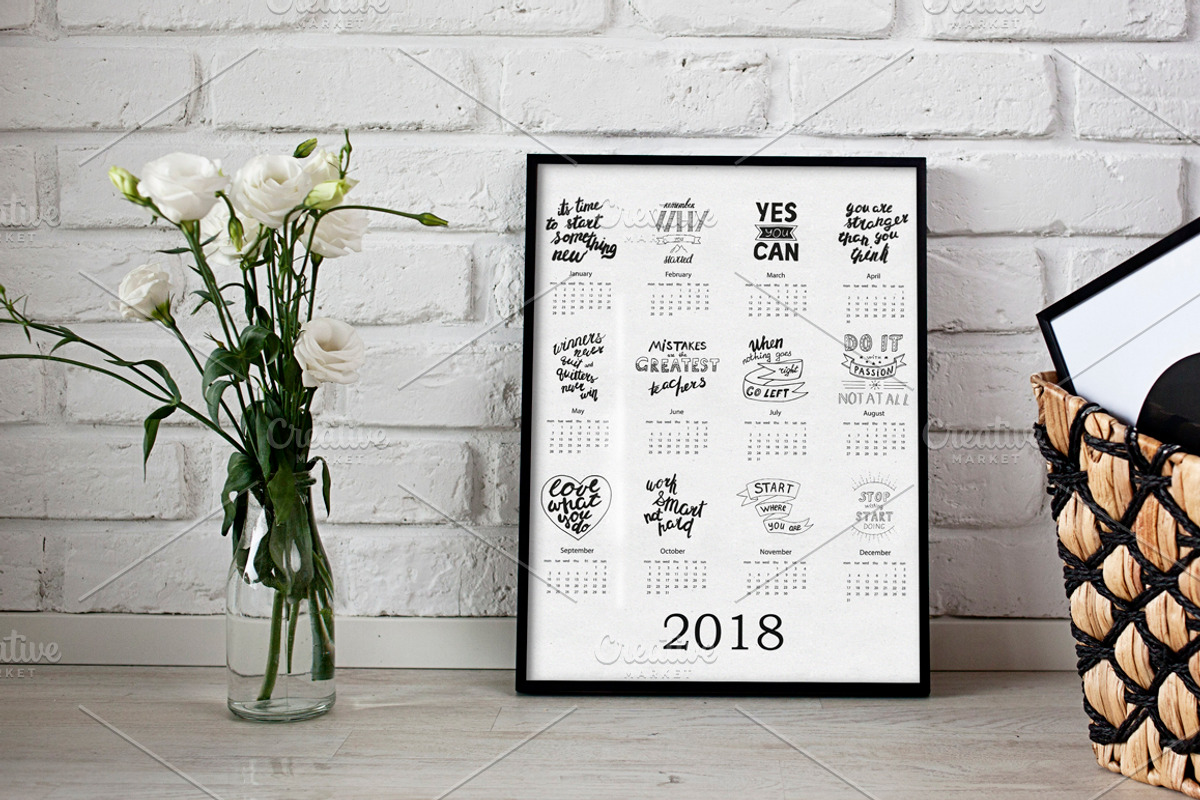 Calendar 2018 - hand drawn lettering, a Work Illustration by Lytvynenko Anna (Photo 1 of 7)