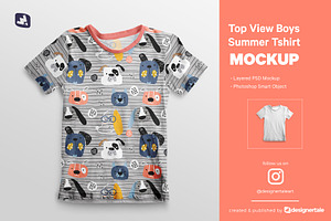 Top View Boy's Summer Tshirt Mockup